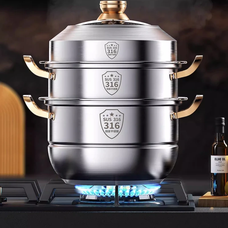 Home Cooking Cookbook - Olla de vapor de acero inoxidable