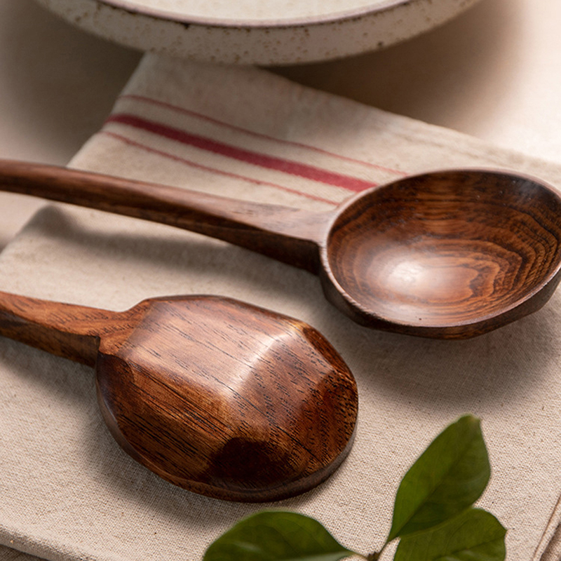 Home Cooking Japanese - Cuchara de madera con mango largo,